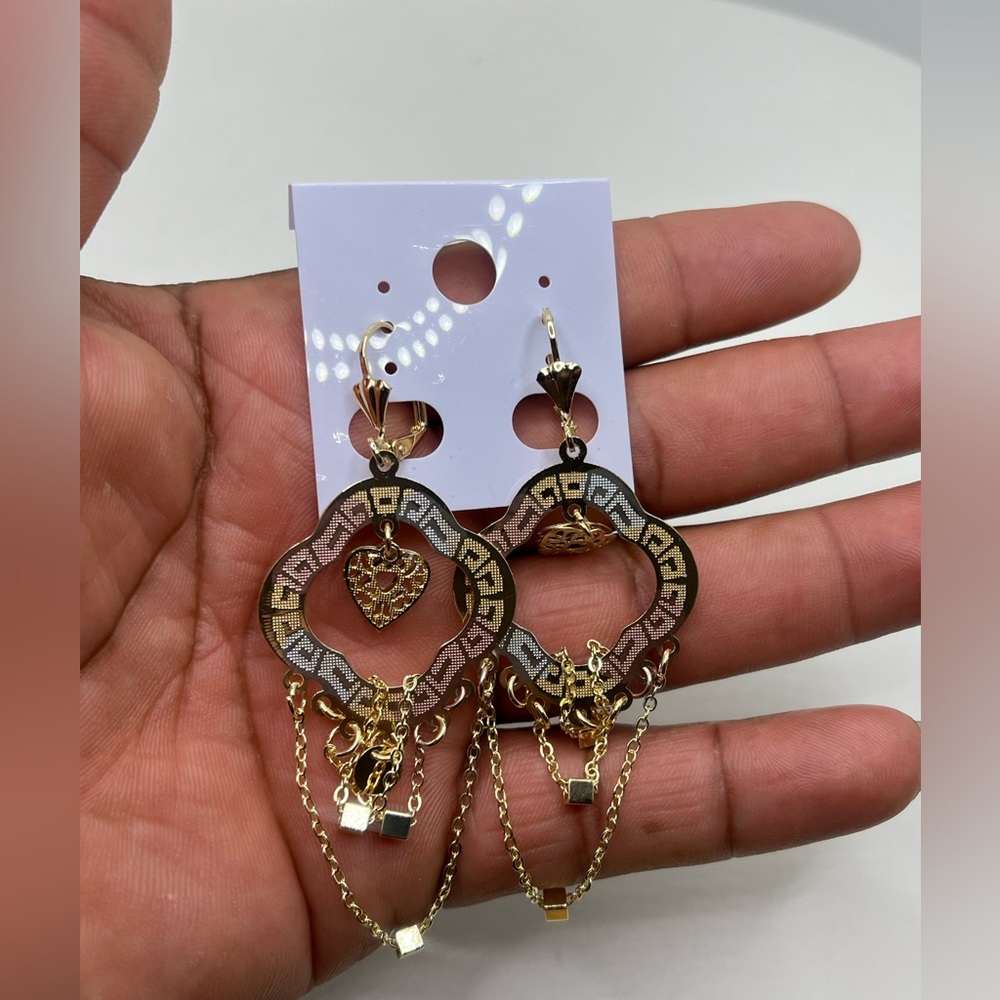Gold filled 3 tones earrings for women